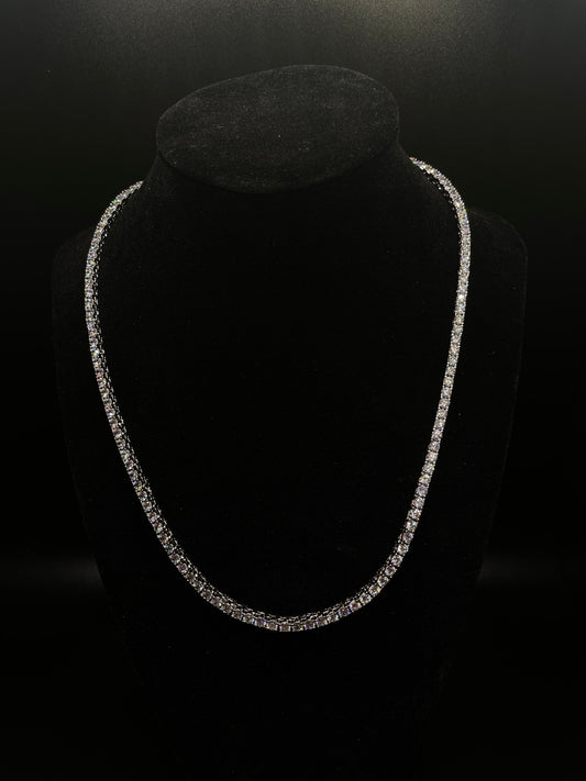 3mm 14k White Gold Tennis Necklace
