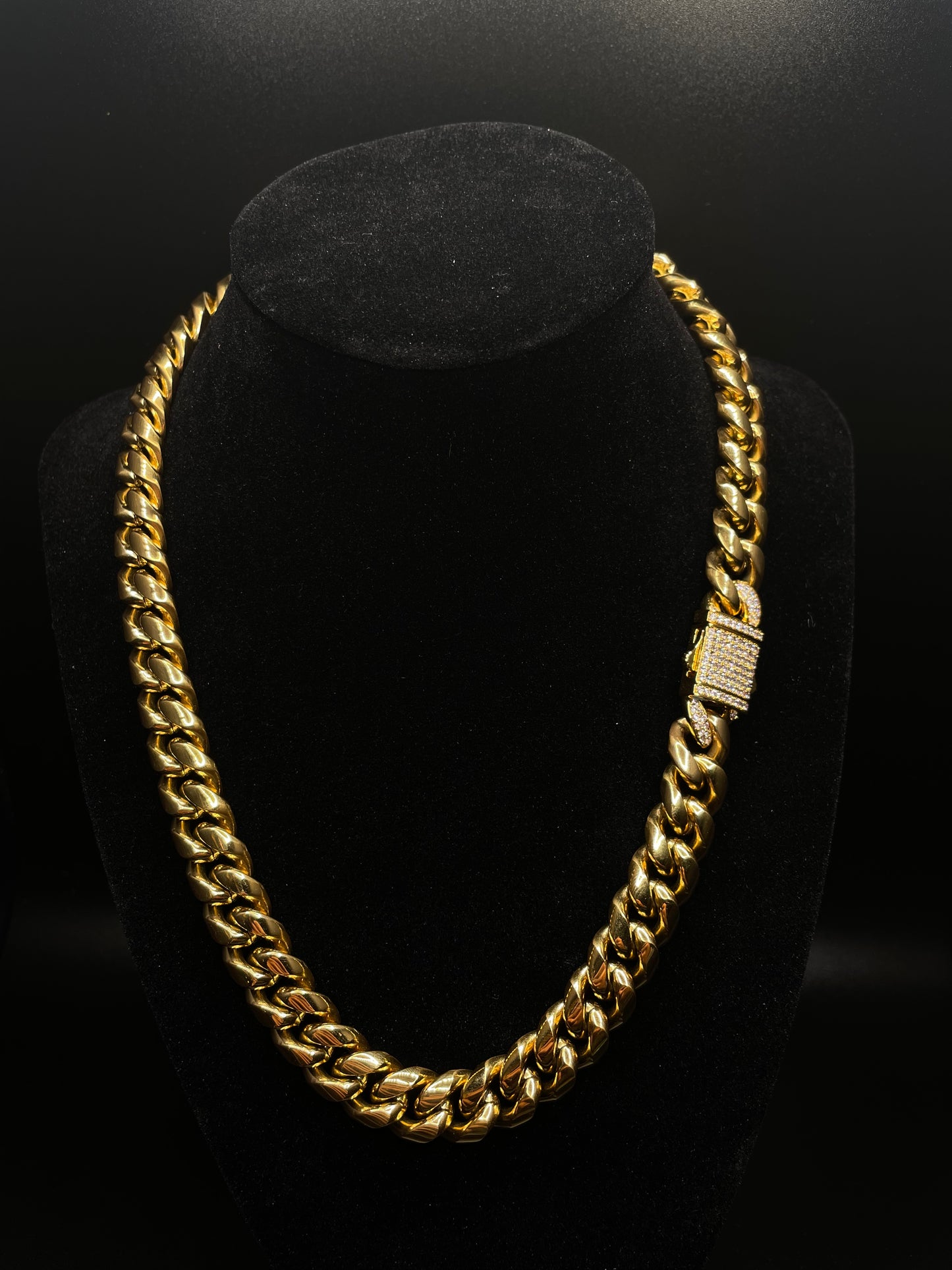 12mm 18k Gold/Silver Cuban W/ Iced Clasp