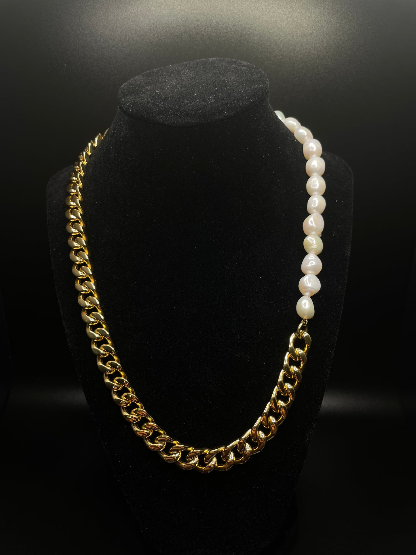 10mm 18k Gold/White Gold Cuban Pearl